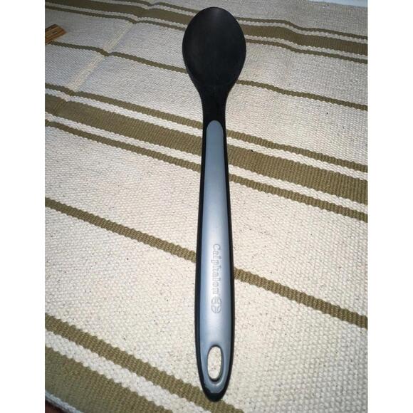 Calphalon Nylon Spoons  Solid Black Gray Silicone 13-1/2" - Picture 1 of 8